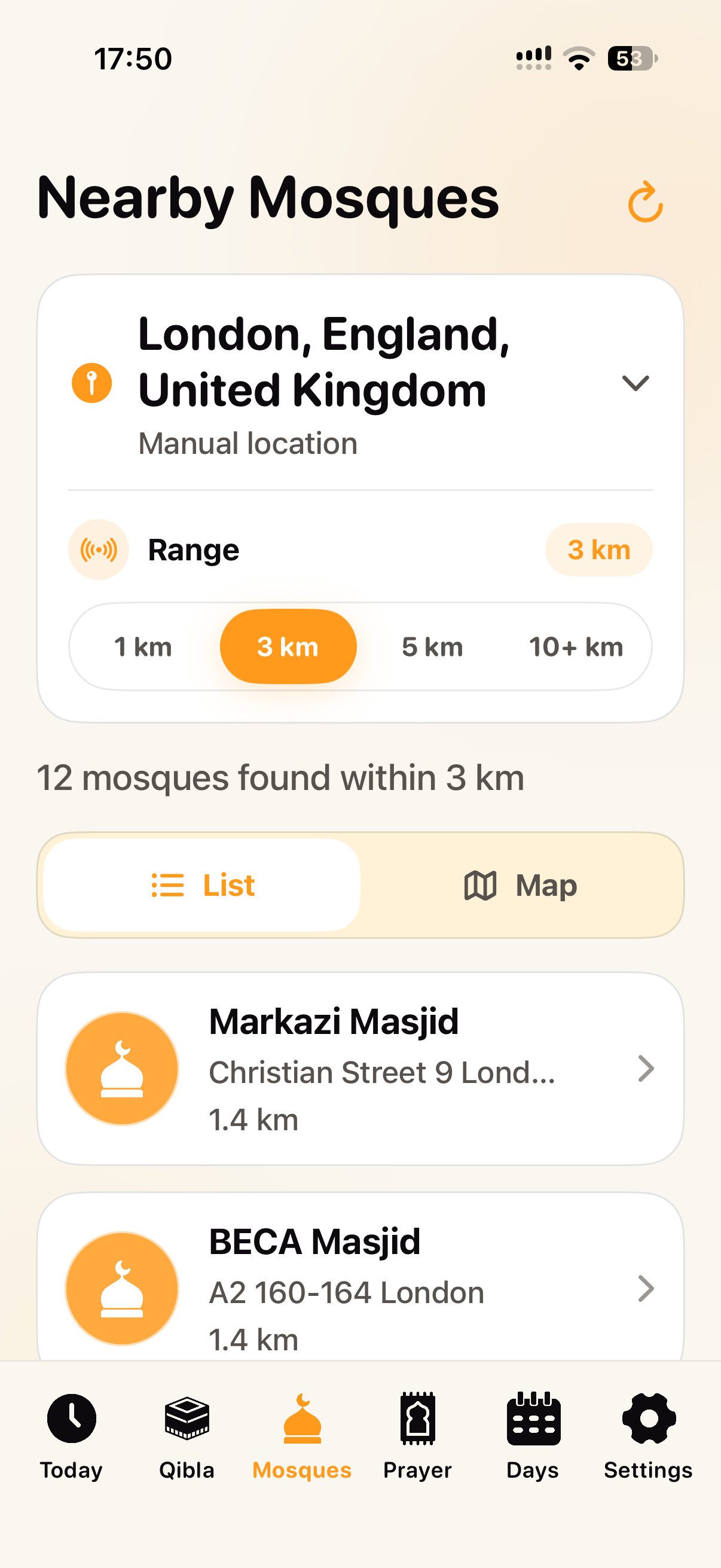 Time for Allah nearby mosques screen